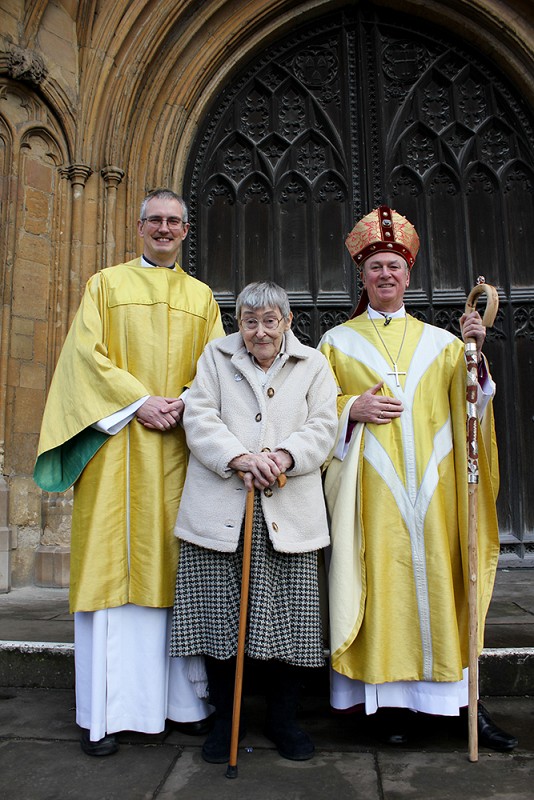 The Revd Andrew Whitehead, Mrs Val Ovenden and Bishop Jonathan