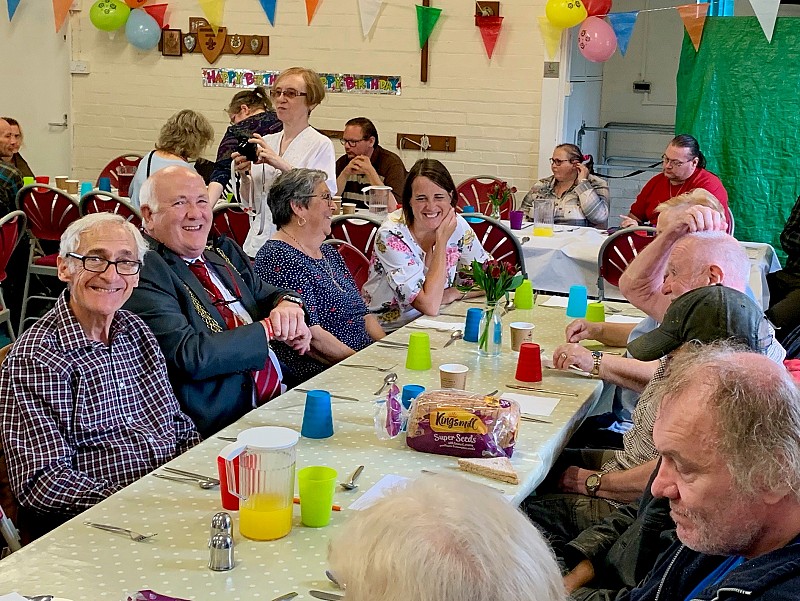 Councillor Michael Jeal, The Mayor of Great Yarmouth, enjoys lunch with clients and guests