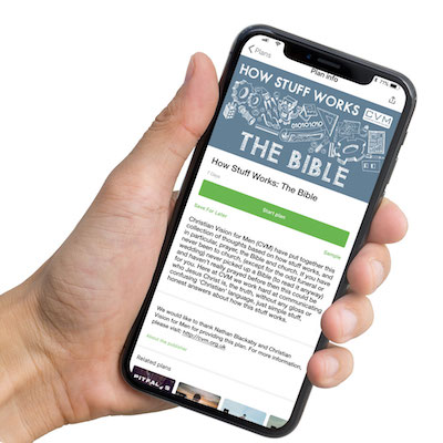 Man's hand shows mobile smartphone with white screen in vertical position isolated on white background