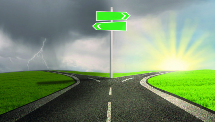 Road sign of good vs evil