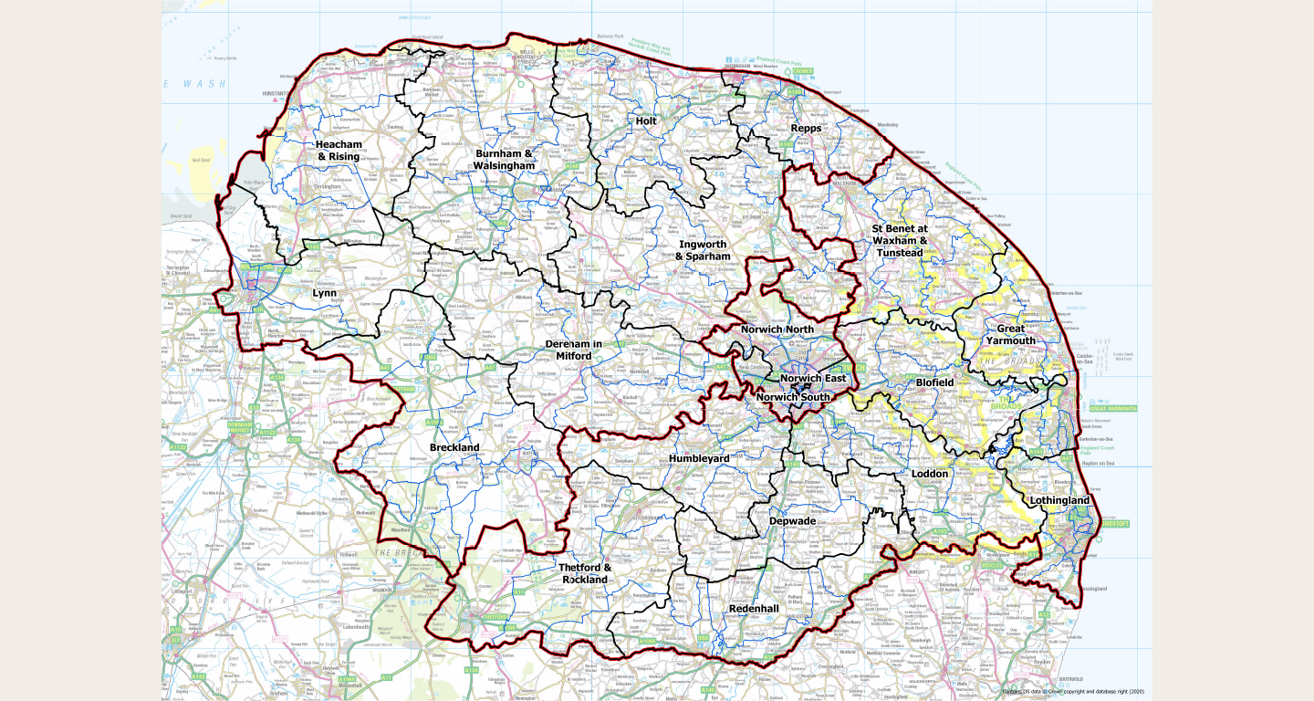 Map of the Diocese of Norwich