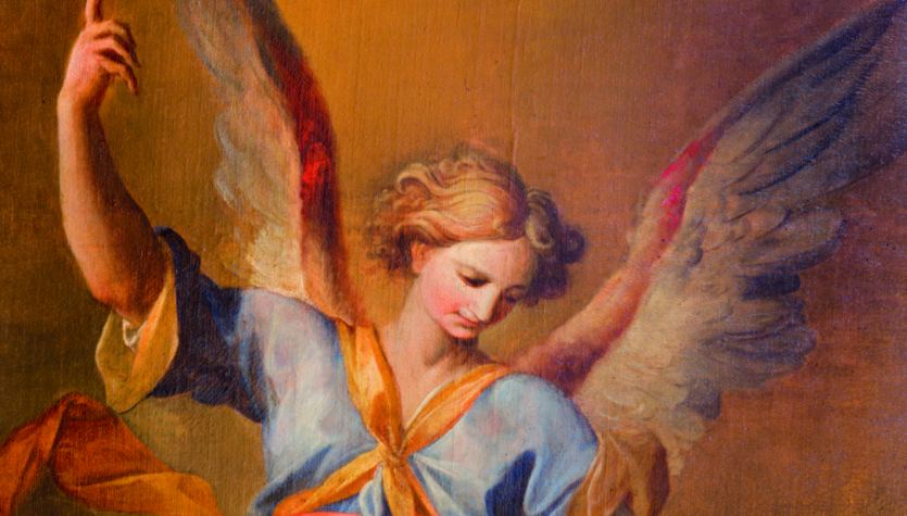 VIENNA - JULY 3: Guardian angel with the child paint from side altar in baroque Jesuits church from 18. cent. on July 3, 2013 Vienna.