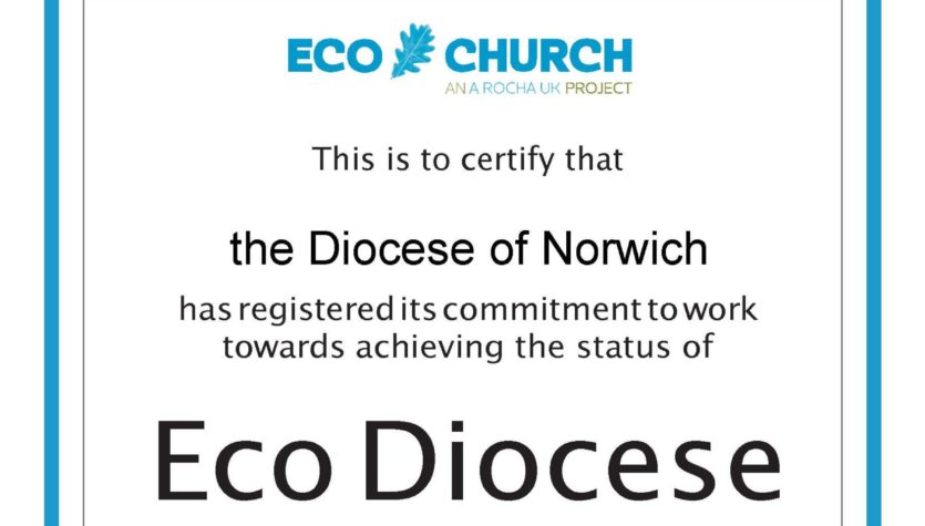 Eco Diocese Registration Certificate - Norwich