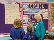 Liz Truss MP getting a tour of Mundford Primary Academy