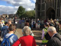 Pilgrims gathering outside St Peter Mancroft