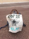 One of the symbols attached to pilgrim's backpacks