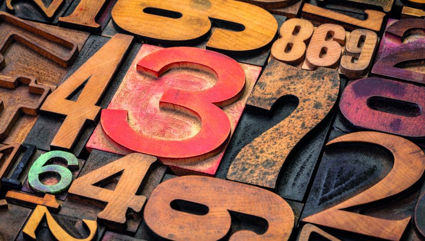 numbers background - vintage grunge letterpress wood type printing blocks from a variety of font sets