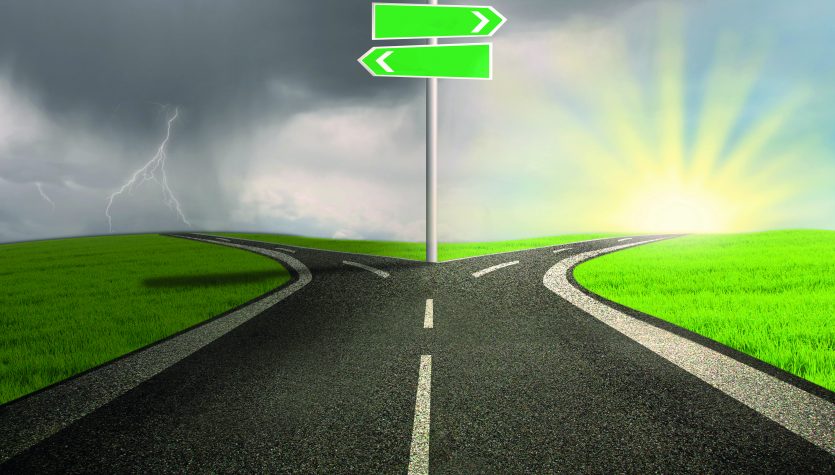 Road sign of good vs evil