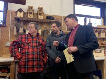 Looking at some of the amazing wildlife feeders and homes in the woodwork shop