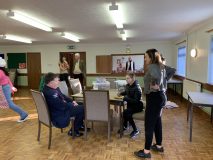 Cake and chat at the Barnham Broom Cafe, Nicola Ford is on the right