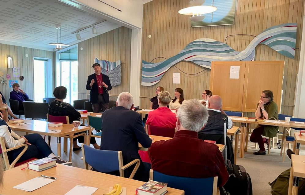 Bishop Graham addressing the Lulea board