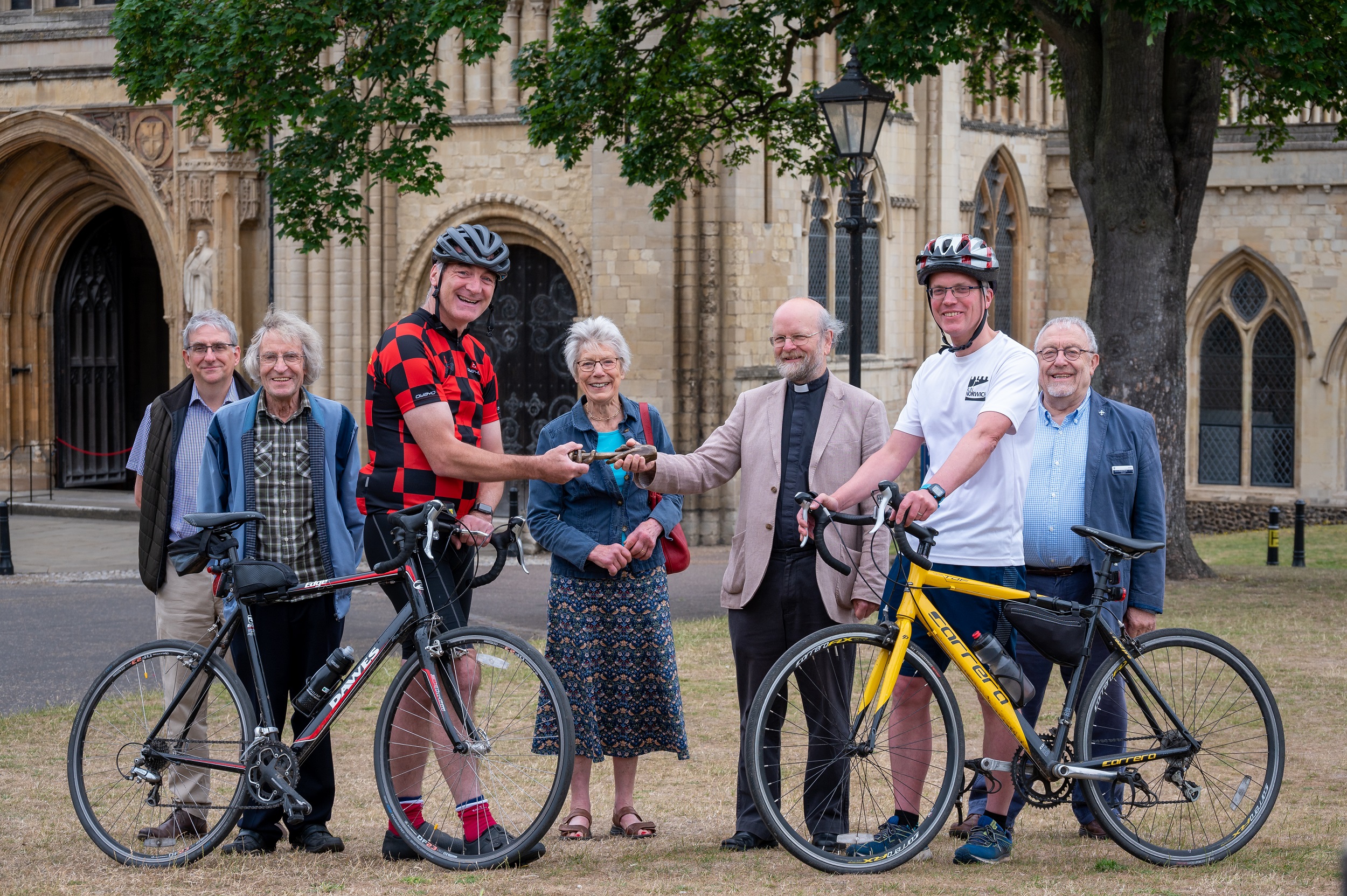 The Catchedrals cycle route setting off from Norwich Cathedral. Photograph: Norwich Cathedral/Bill Smith