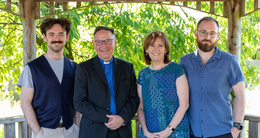 Ian Bishop with wife Sue and their sons Dan and Will