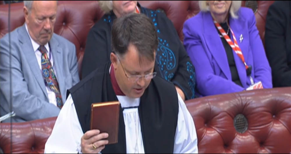 Bishop Graham being welcomed into the House of Lords as one of the Lords Spiritual.