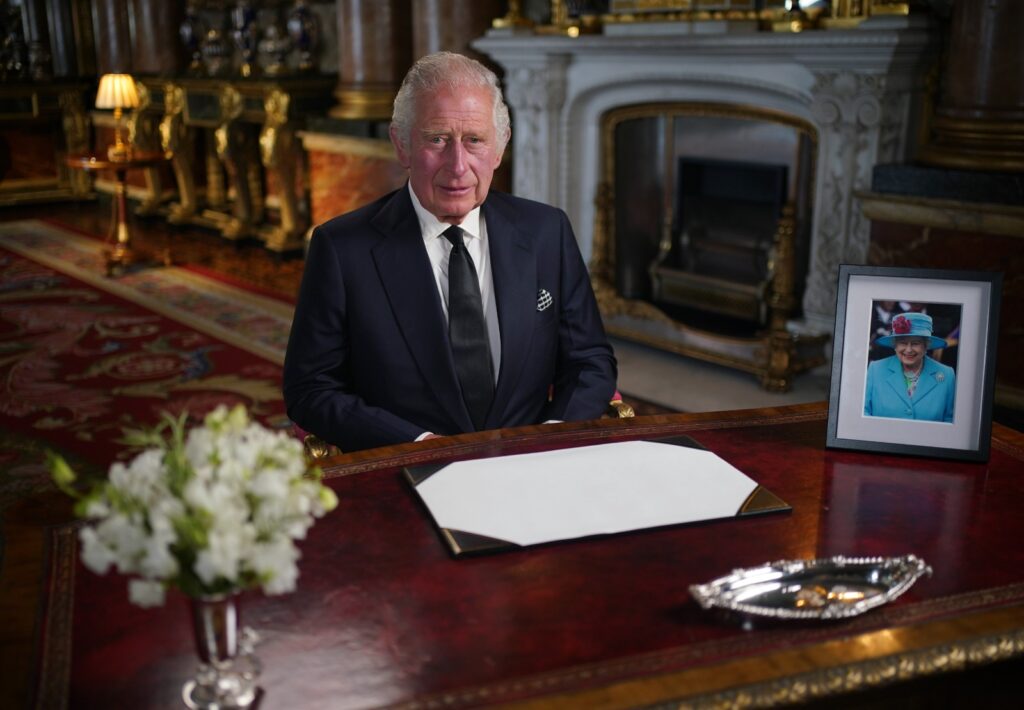 King Charles III at his desk