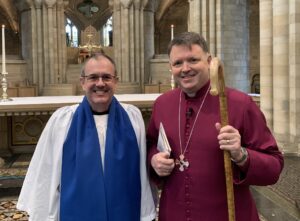 Alan Cossey, Bishop's Adviser for Licensed Lay Ministry at his commissioning with Bishop Graham, the Bishop of Norwich.